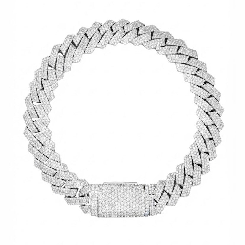 Pave Moissanite Rectangular Cuban Link Bracelet for Men's