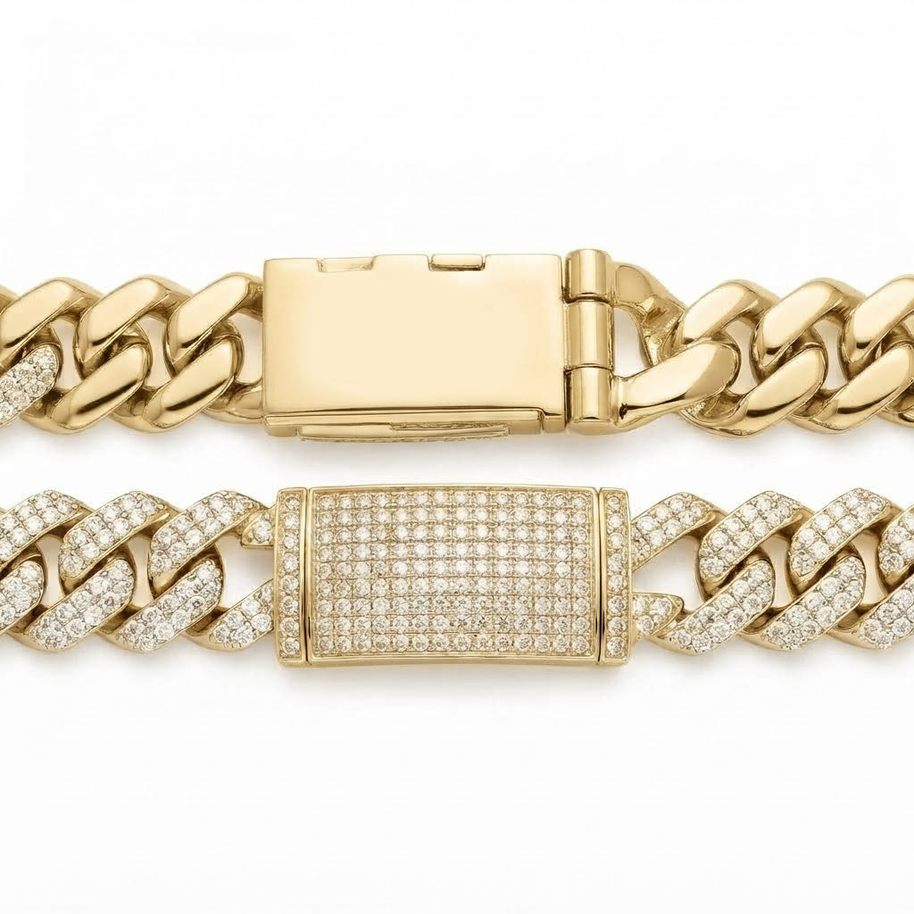 Pave Moissanite Rectangular Cuban Link Bracelet for Men's