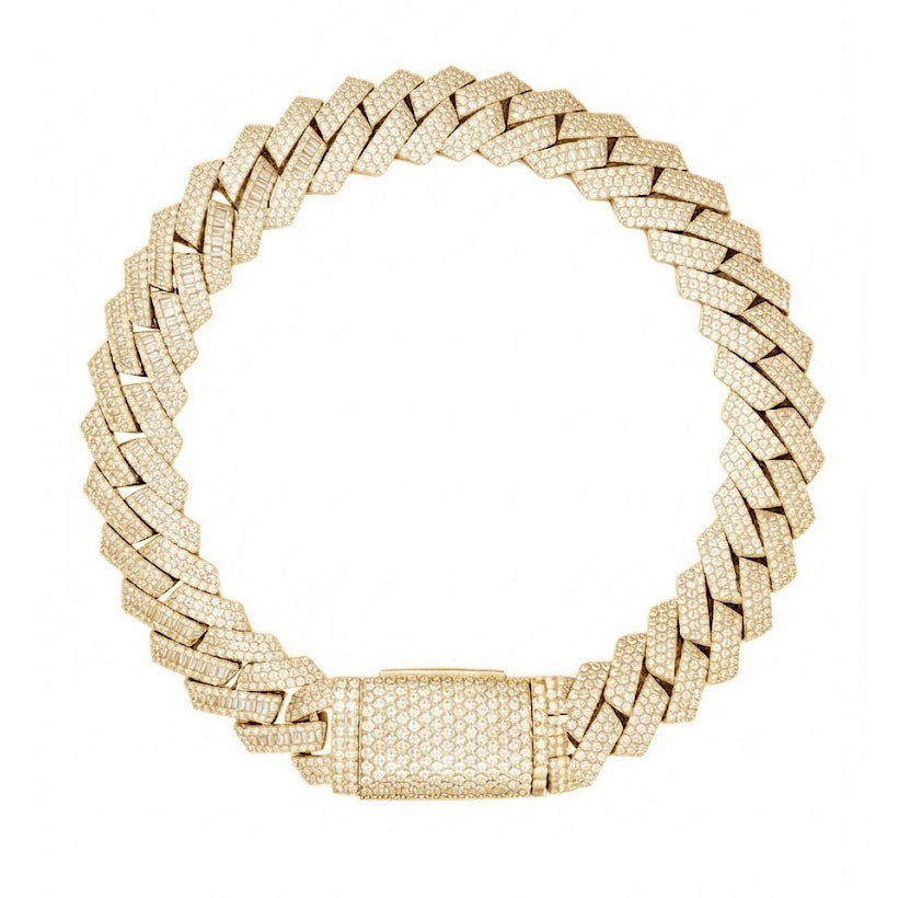 Pave Moissanite Rectangular Cuban Link Bracelet for Men's