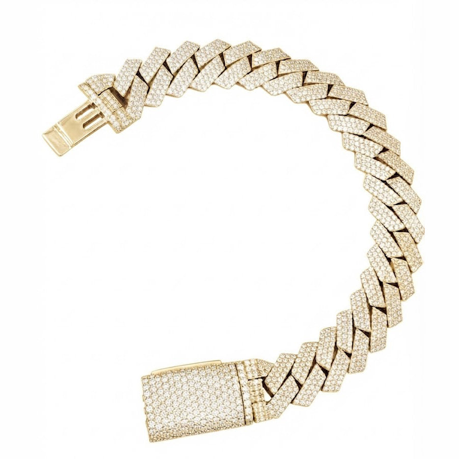 Pave Moissanite Rectangular Cuban Link Bracelet for Men's