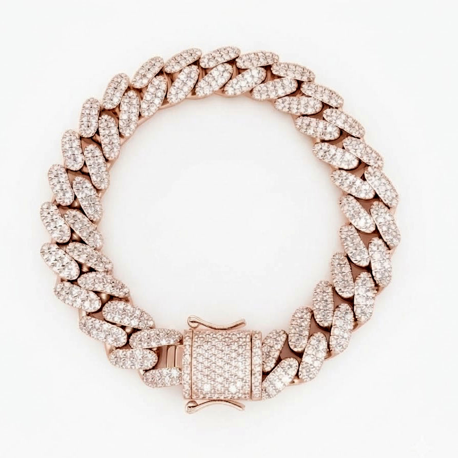 Pave Moissanite Diamond Cuban Link Bracelet for Men's