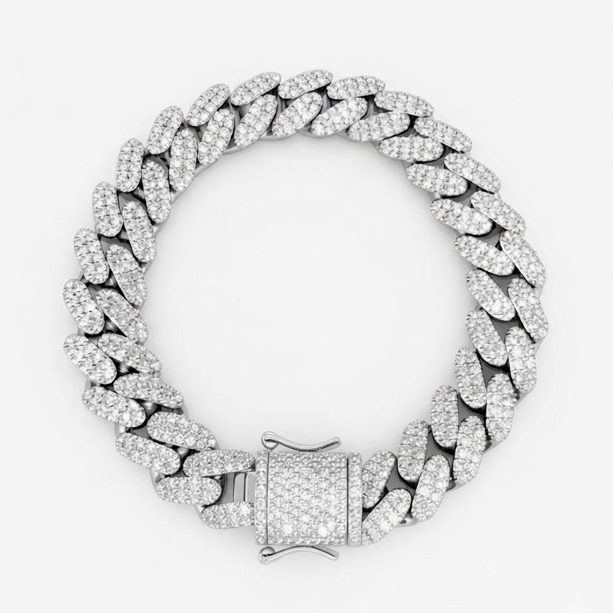 Pave Moissanite Diamond Cuban Link Bracelet for Men's