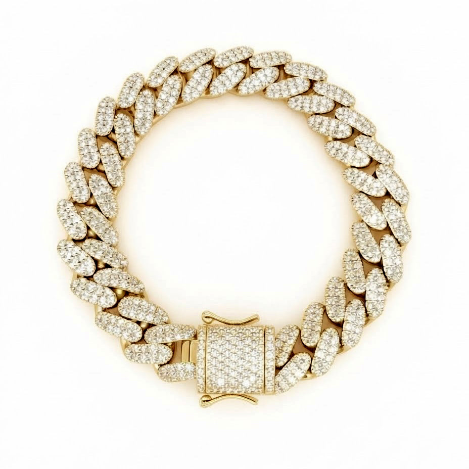 Pave Moissanite Diamond Cuban Link Bracelet for Men's