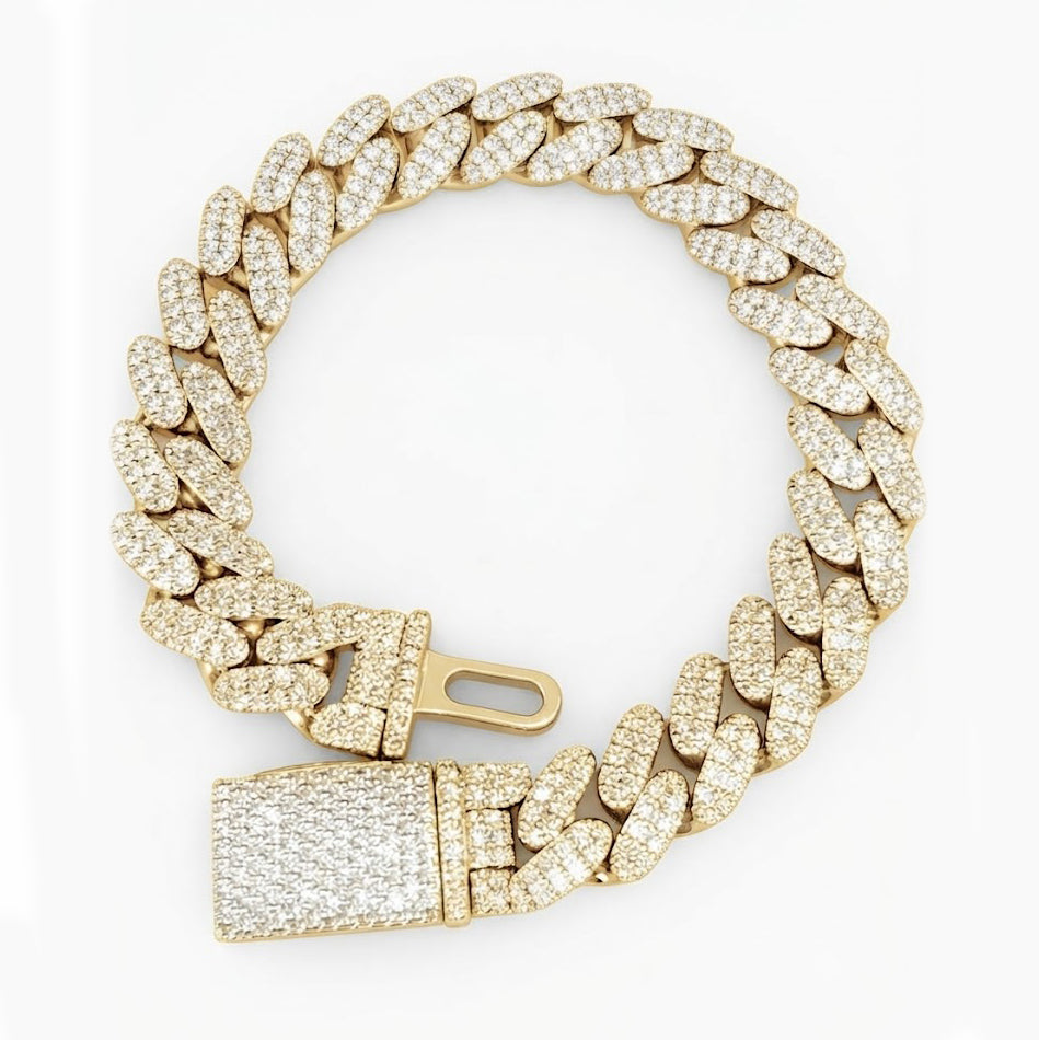 Pave Moissanite Diamond Cuban Link Bracelet for Men's
