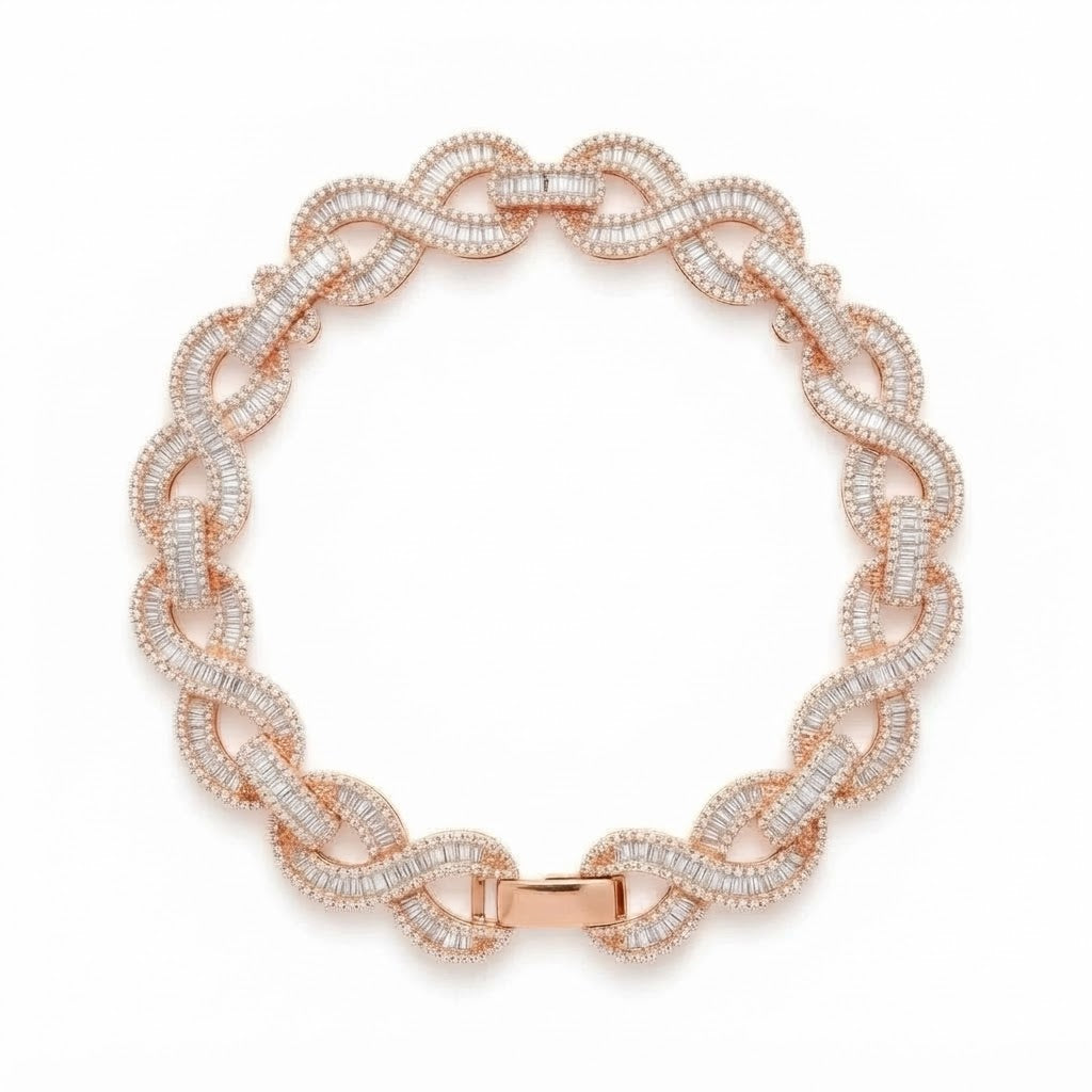Pave Moissanite Infinity Baguette Link Bracelet for Men's