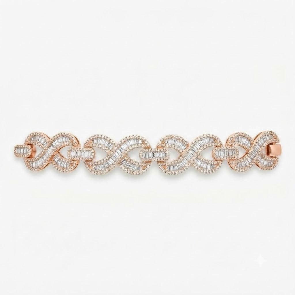 Pave Moissanite Infinity Baguette Link Bracelet for Men's