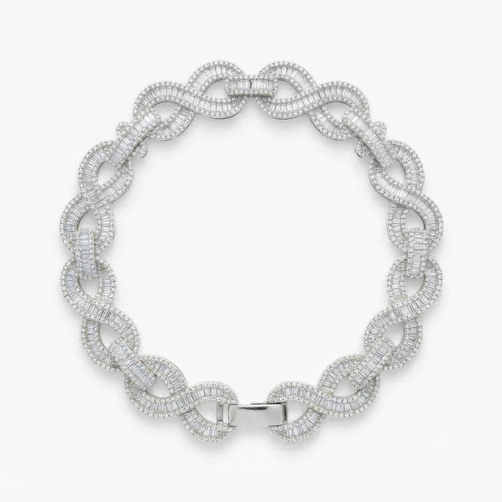 Pave Moissanite Infinity Baguette Link Bracelet for Men's