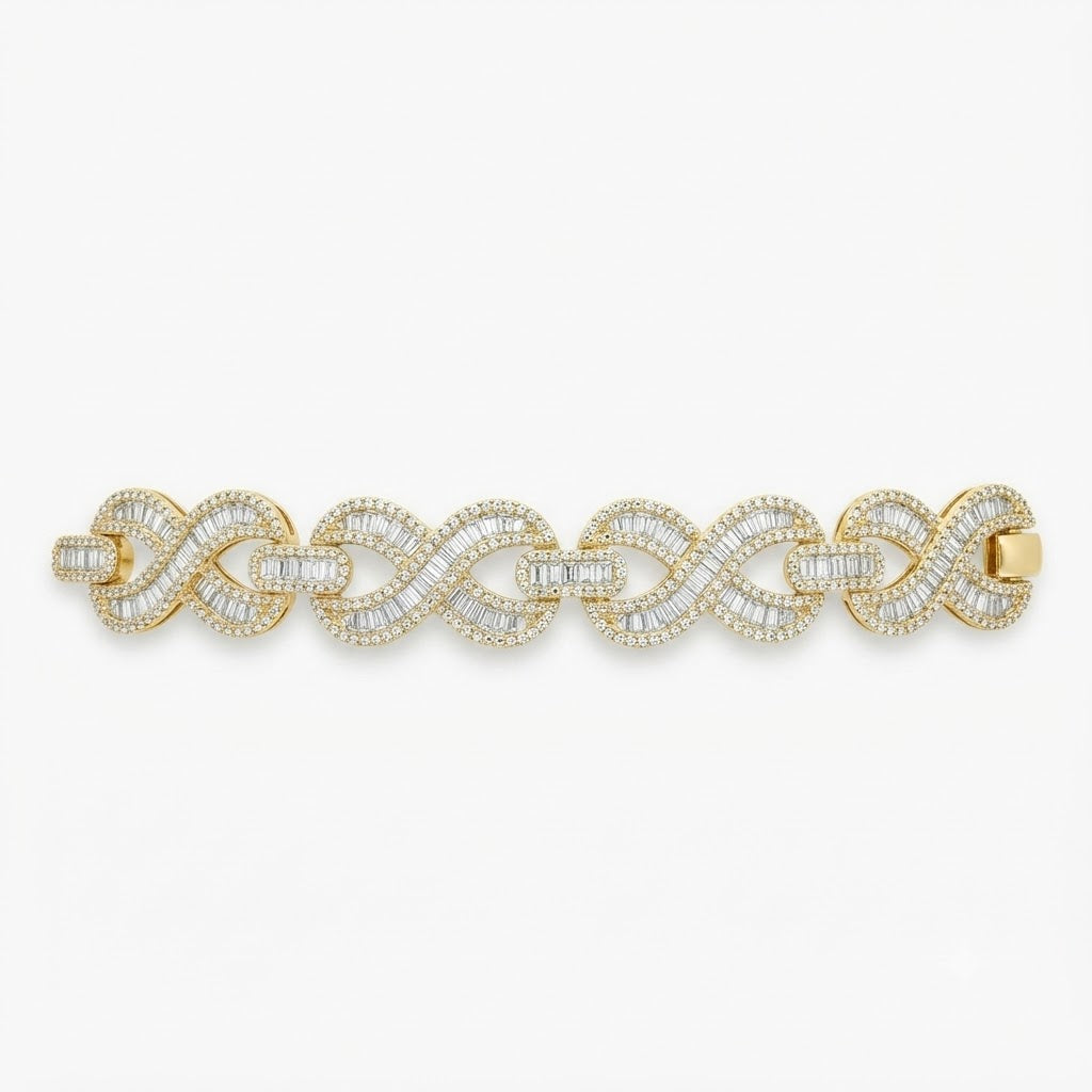 Pave Moissanite Infinity Baguette Link Bracelet for Men's