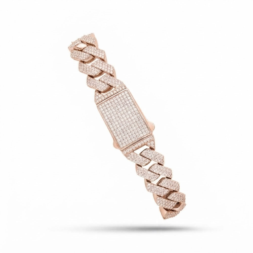 Moissanite Double Panther Head Cuban Link Bracelet