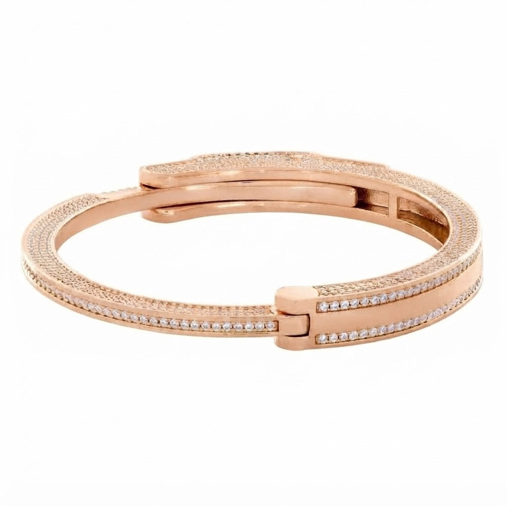 Moissanite Open Cuff Bangle Bracelet with Rectangular Centerpiece for Men's