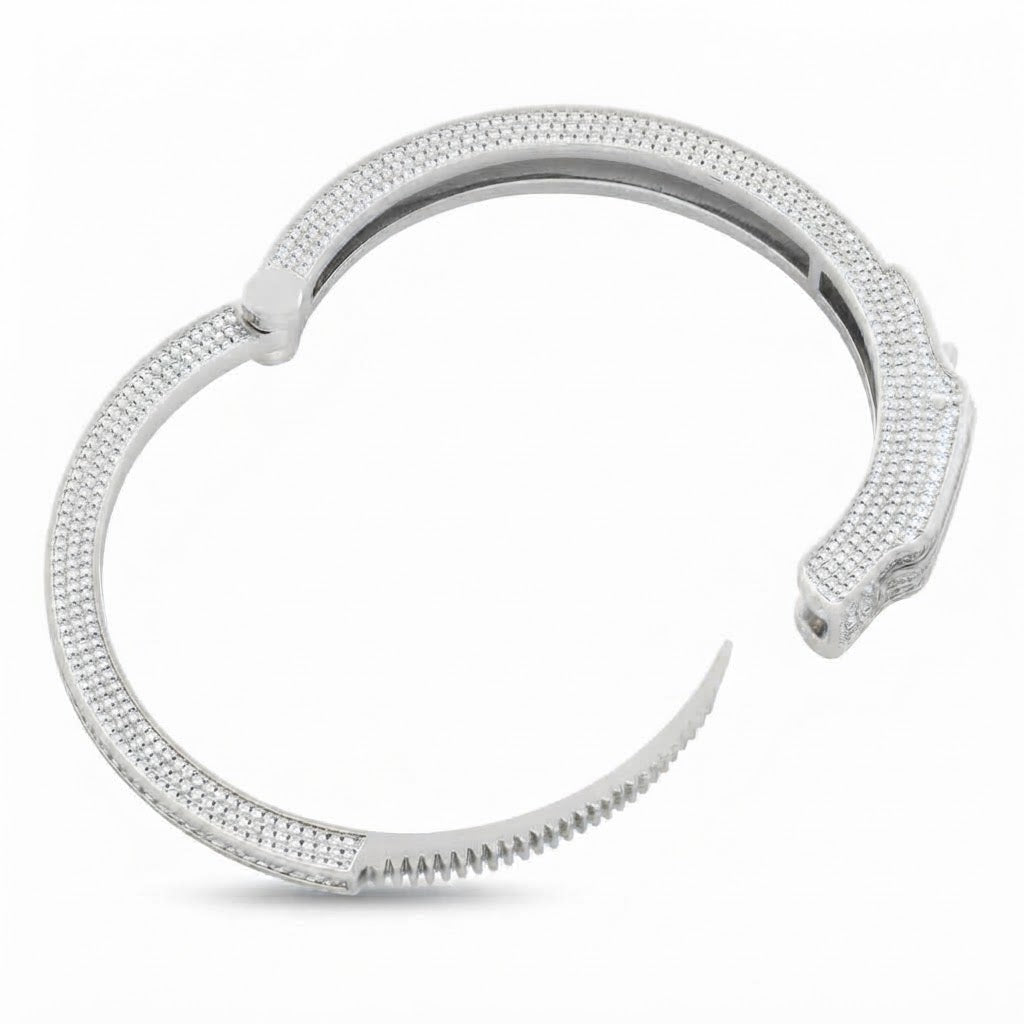 Moissanite Open Cuff Bangle Bracelet with Rectangular Centerpiece for Men's