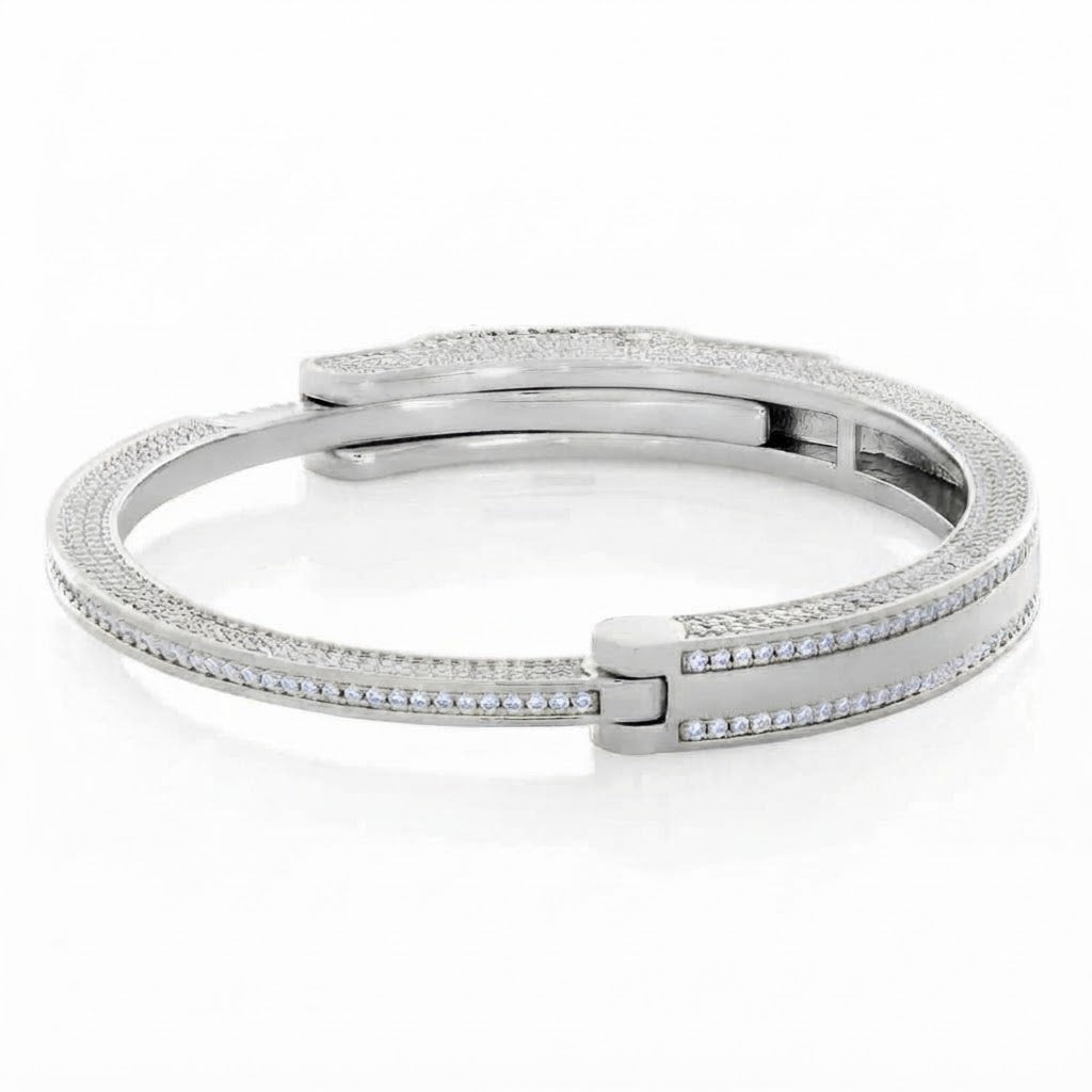 Moissanite Open Cuff Bangle Bracelet with Rectangular Centerpiece for Men's