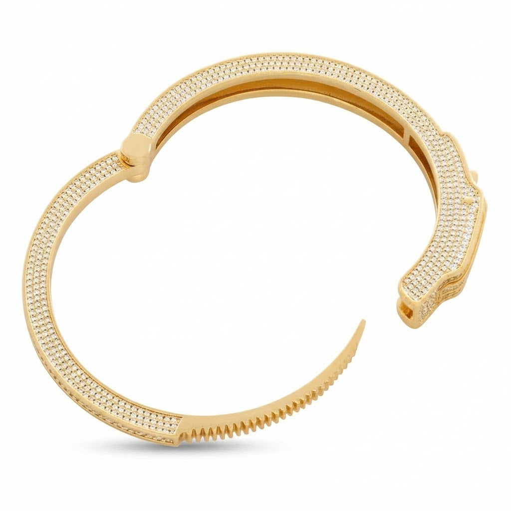 Moissanite Open Cuff Bangle Bracelet with Rectangular Centerpiece for Men's