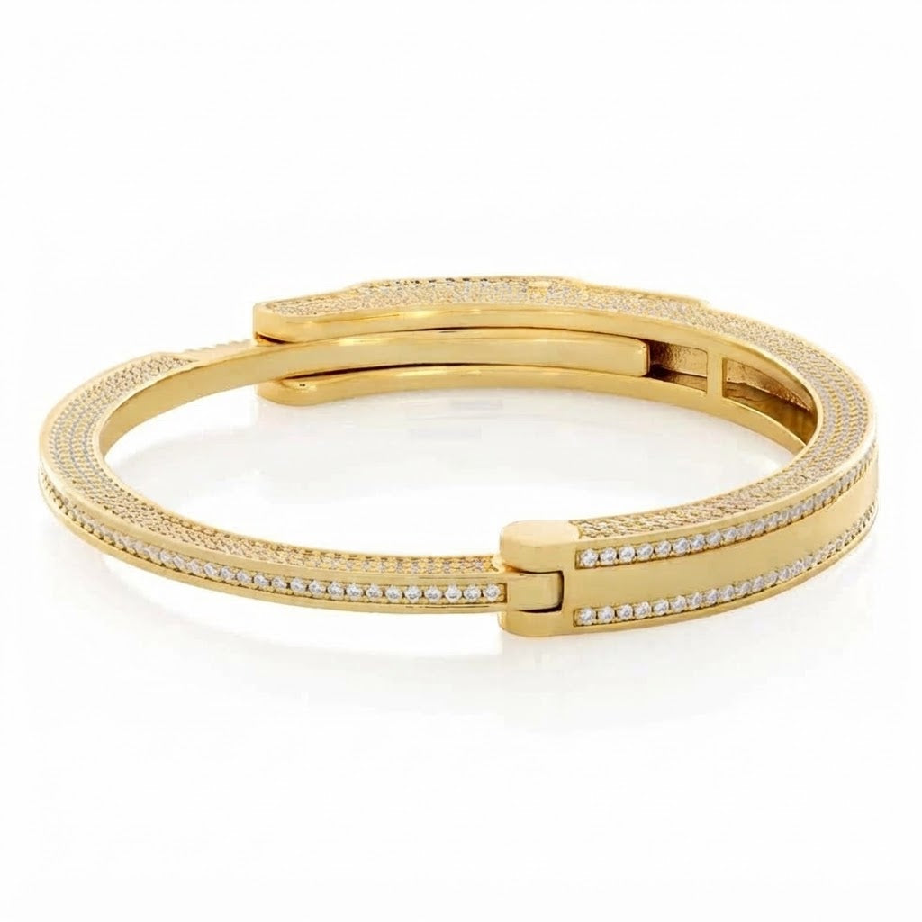 Moissanite Open Cuff Bangle Bracelet with Rectangular Centerpiece for Men's