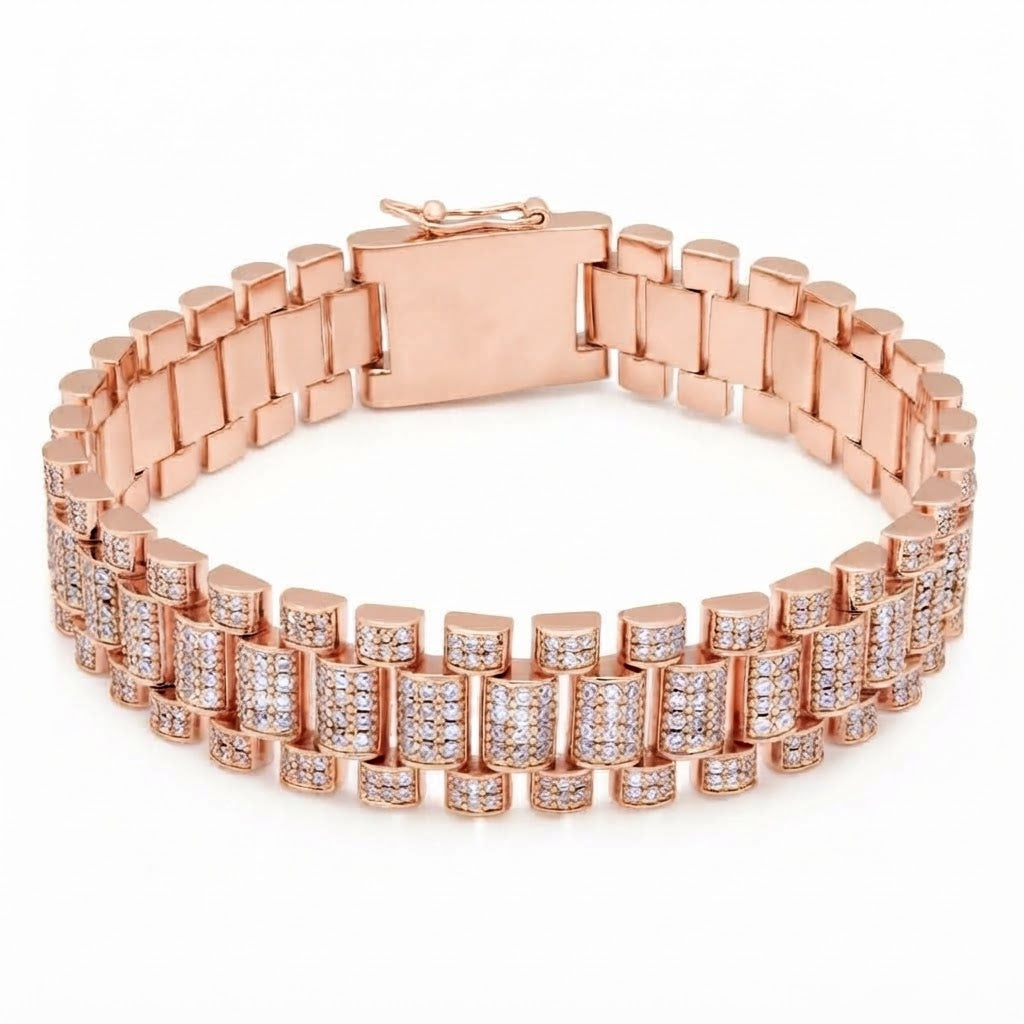Moissanite Rectangular Bar Link Bracelet for Men's