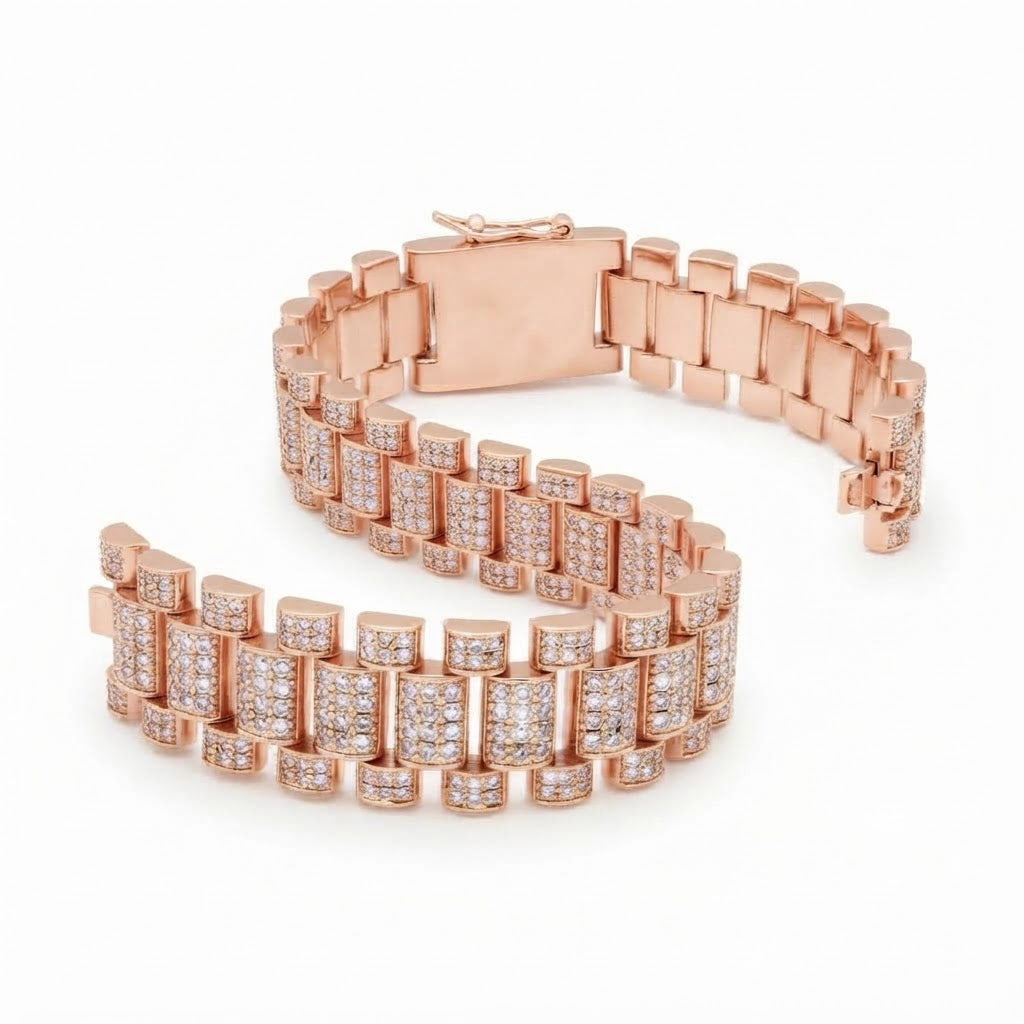 Moissanite Rectangular Bar Link Bracelet for Men's
