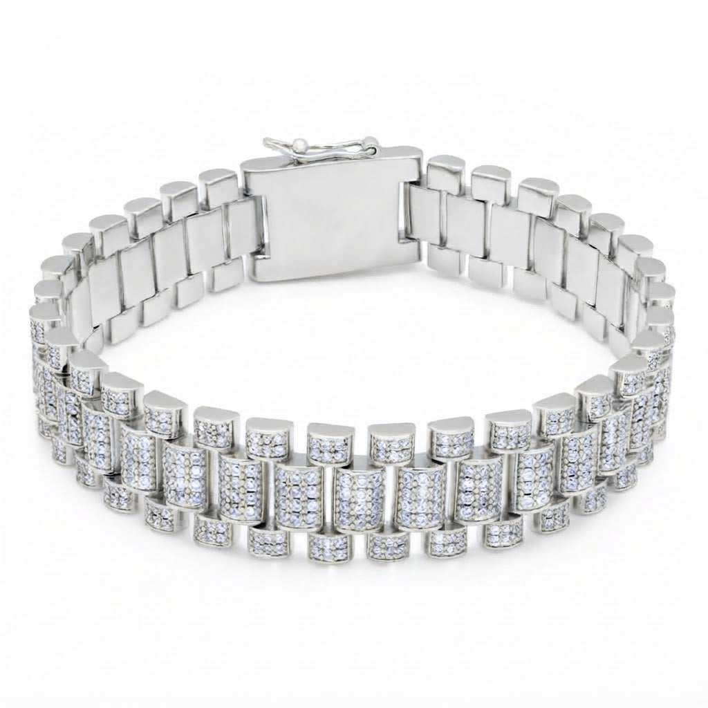 Moissanite Rectangular Bar Link Bracelet for Men's