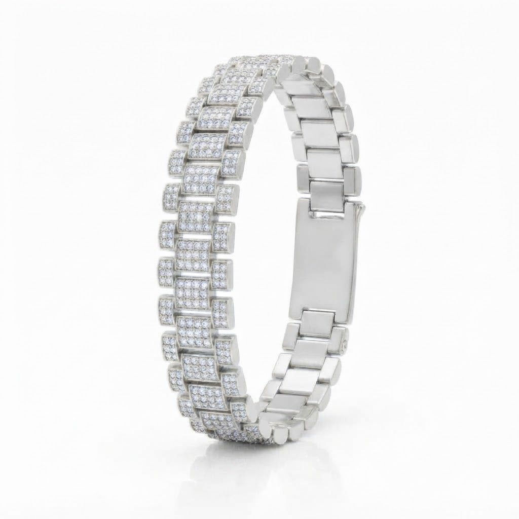 Moissanite Rectangular Bar Link Bracelet for Men's