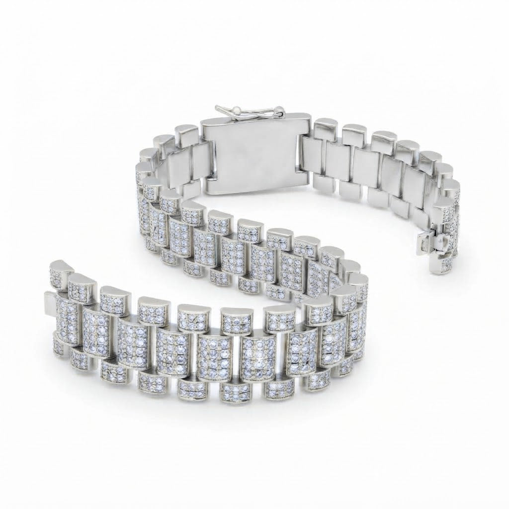 Moissanite Rectangular Bar Link Bracelet for Men's