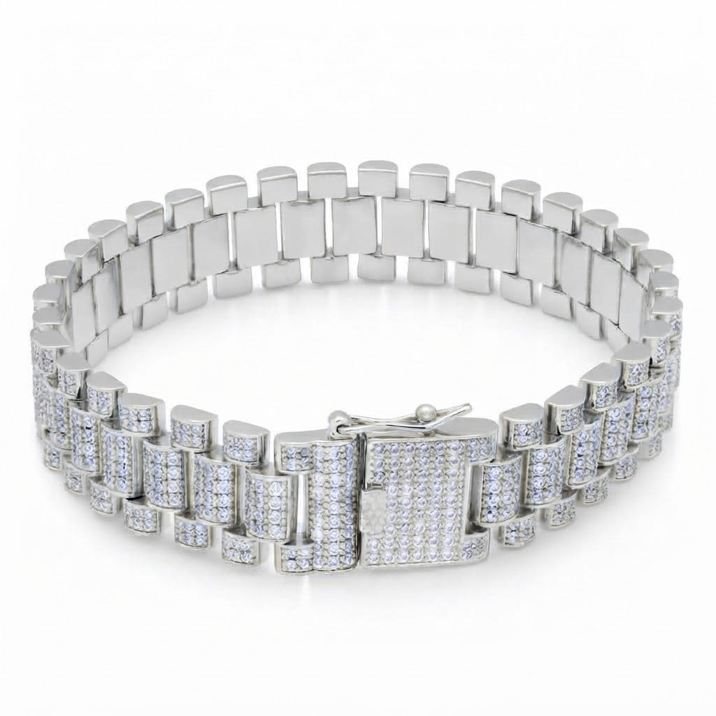 Moissanite Rectangular Bar Link Bracelet for Men's