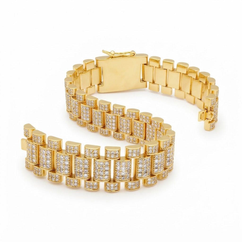 Moissanite Rectangular Bar Link Bracelet for Men's