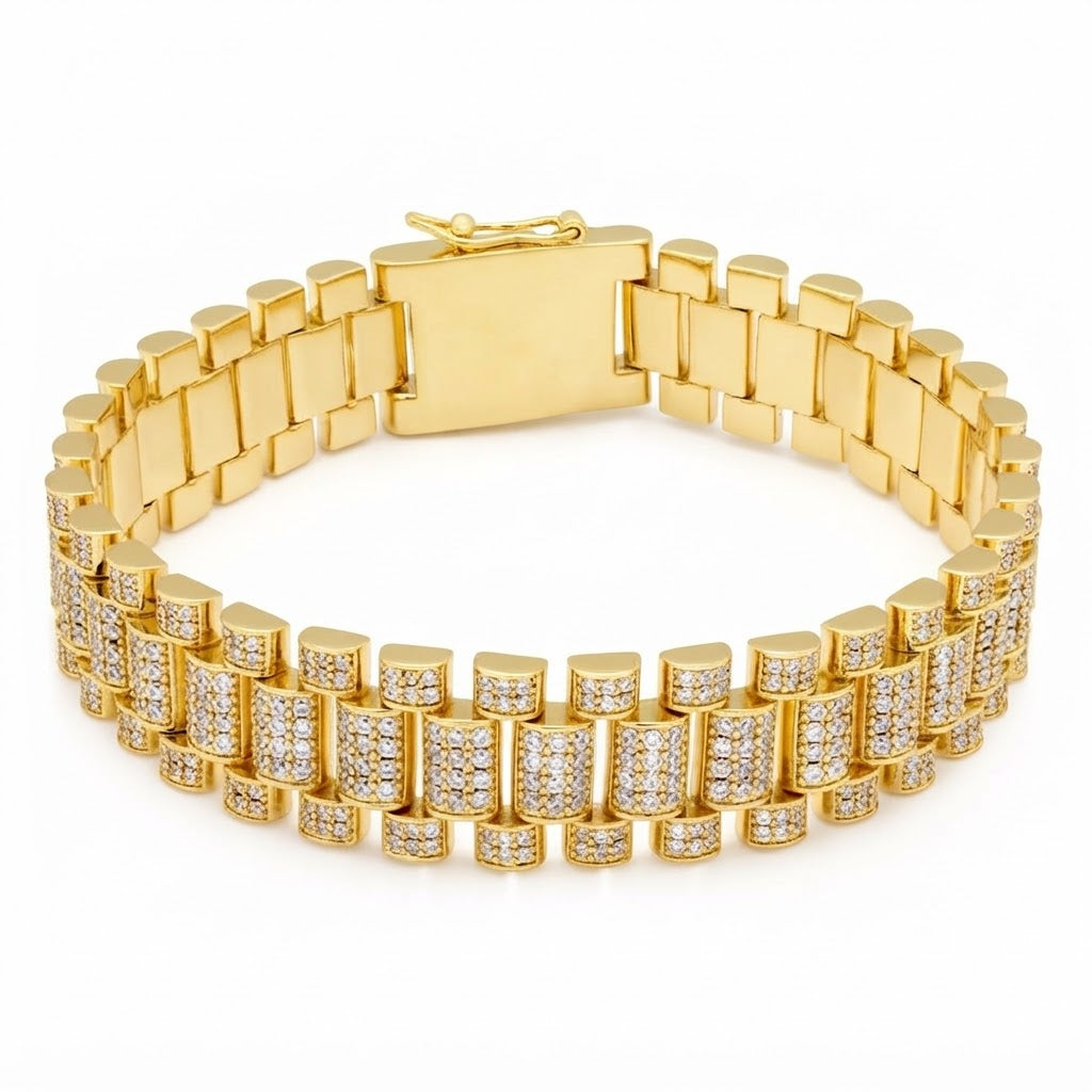 Moissanite Rectangular Bar Link Bracelet for Men's