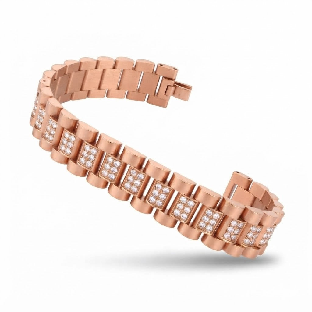 Pave Moissanite Rectangular Link Bracelet for Men's