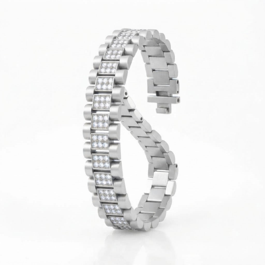 Pave Moissanite Rectangular Link Bracelet for Men's