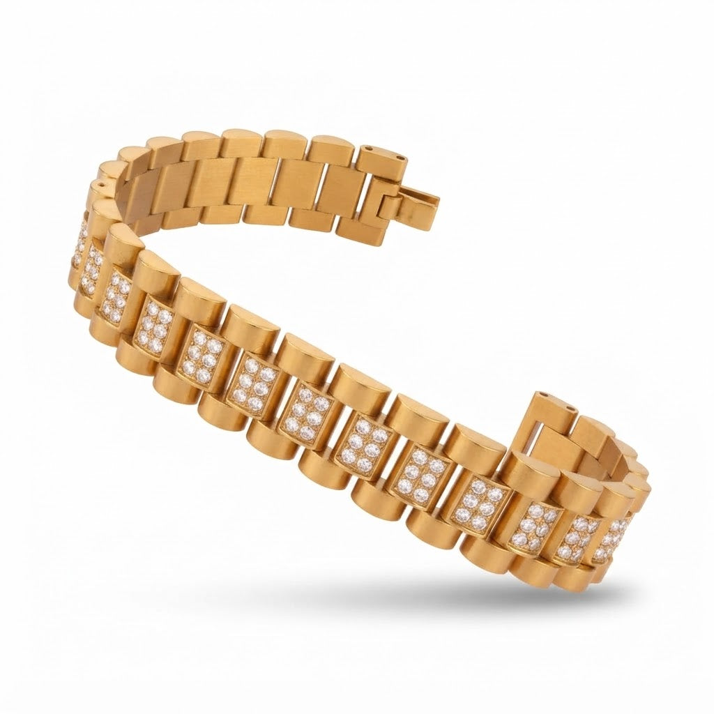 Pave Moissanite Rectangular Link Bracelet for Men's