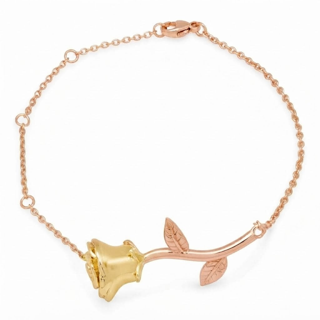 Moissanite Rose Flower Station Chain Bracelet