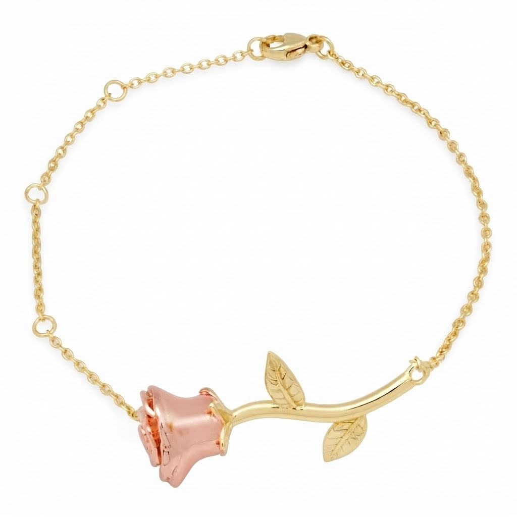 Moissanite Rose Flower Station Chain Bracelet