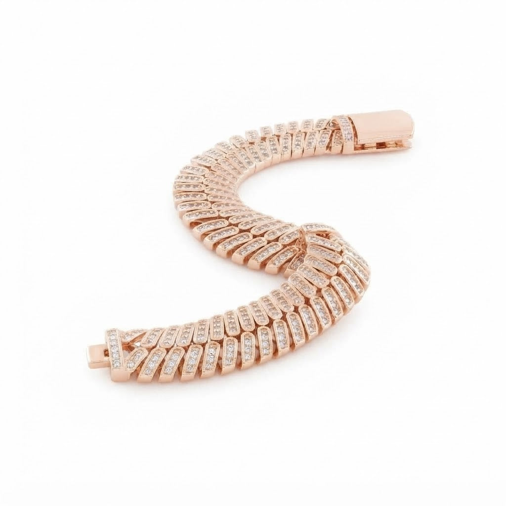 12mm Iced Herringbone Bracelet