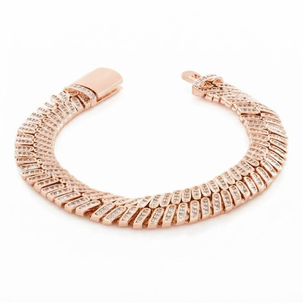 12mm Iced Herringbone Bracelet