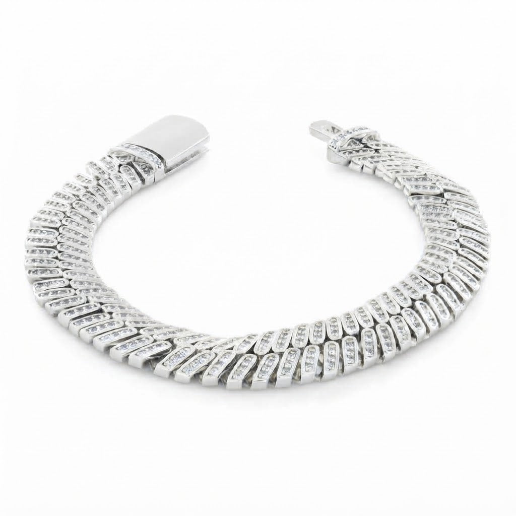 12mm Iced Herringbone Bracelet