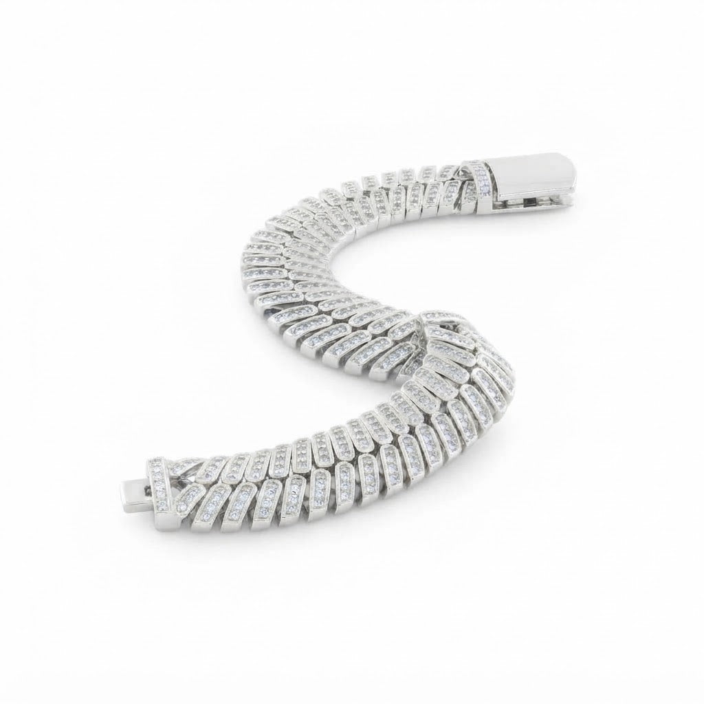 12mm Iced Herringbone Bracelet