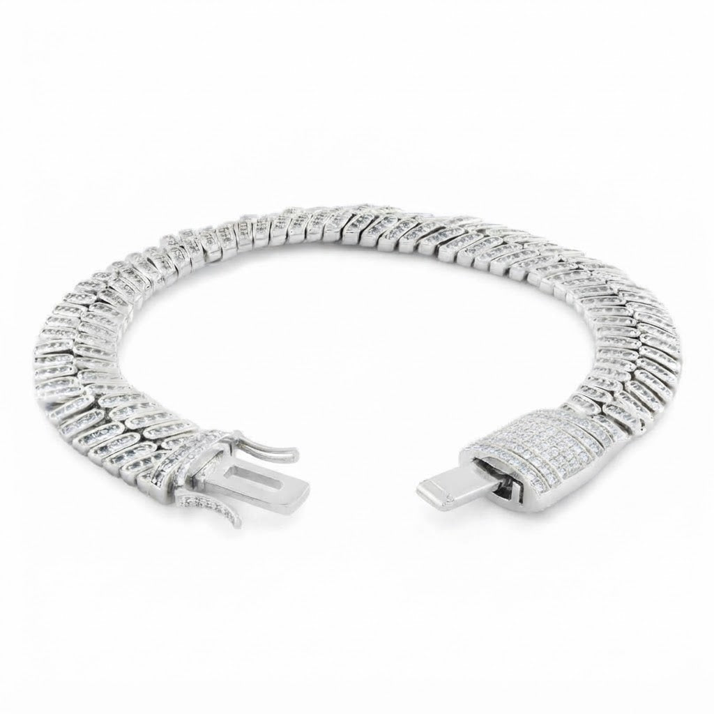 12mm Iced Herringbone Bracelet