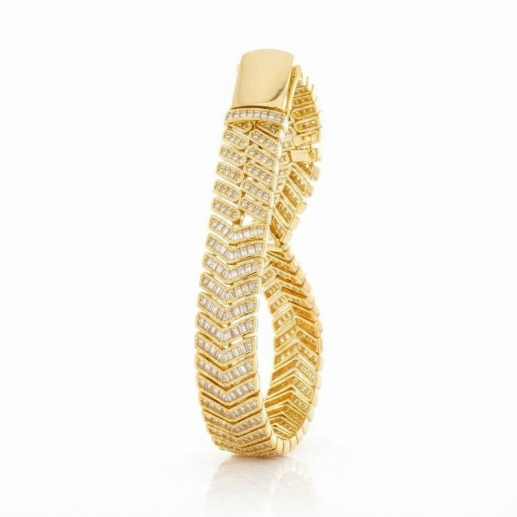 12mm Iced Herringbone Bracelet