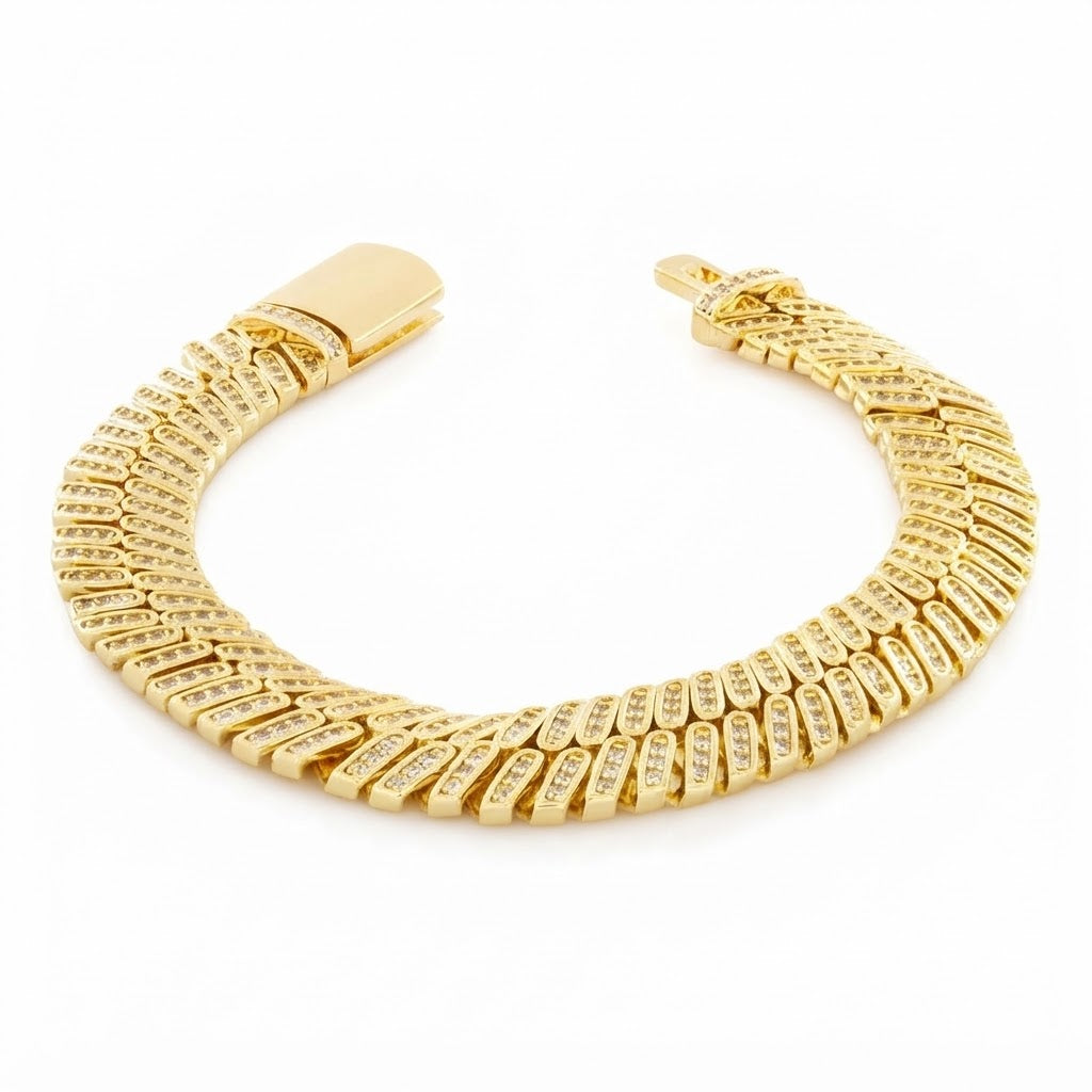 12mm Iced Herringbone Bracelet