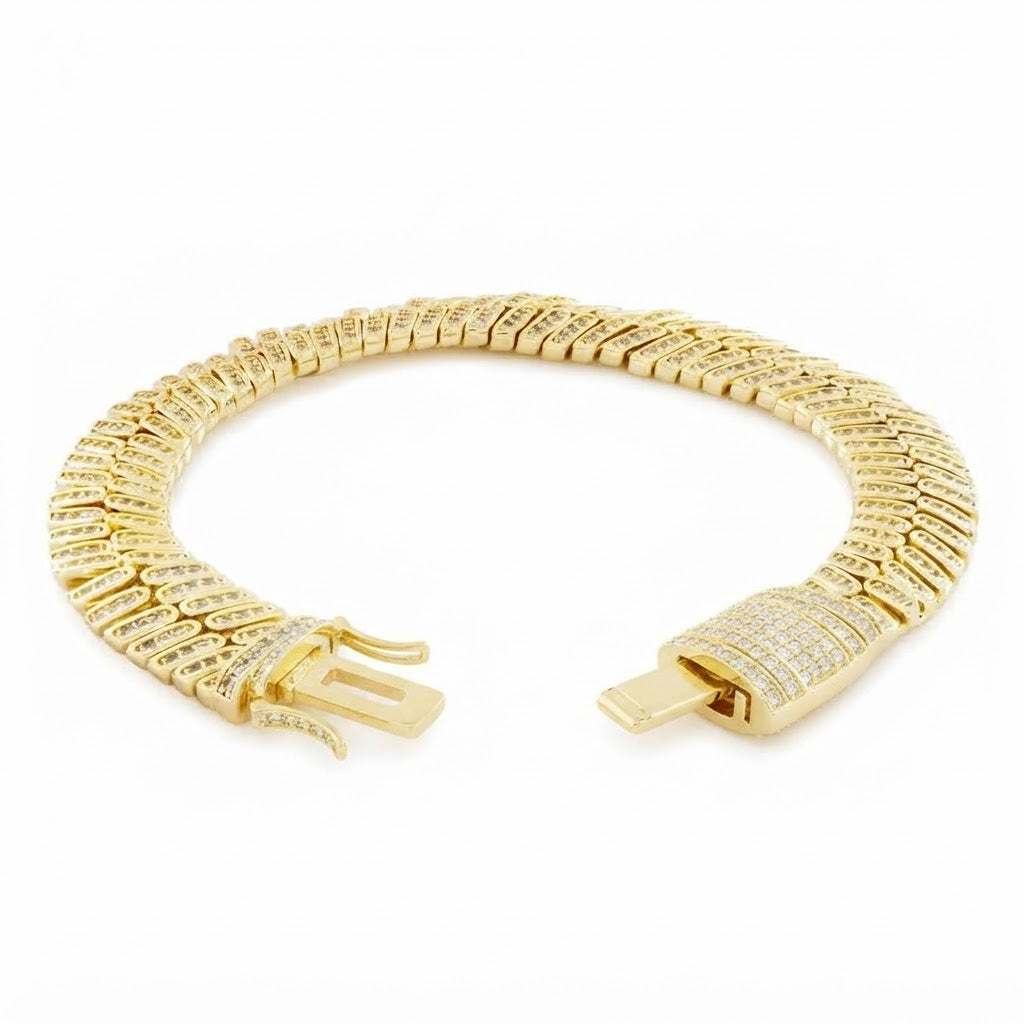 12mm Iced Herringbone Bracelet