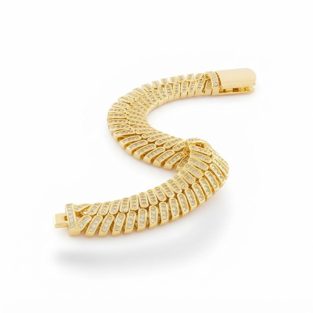 12mm Iced Herringbone Bracelet