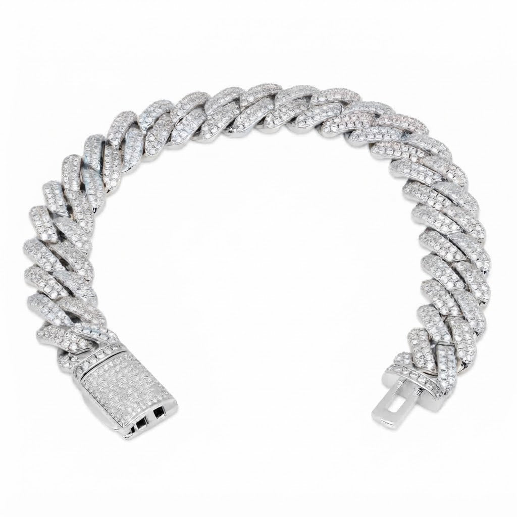 Two-Tone Pave Cuban Link Moissanite Bracelet