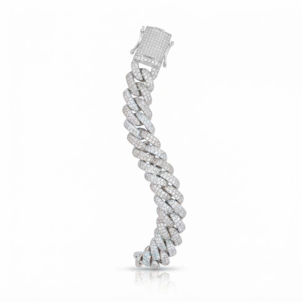 Two-Tone Pave Cuban Link Moissanite Bracelet