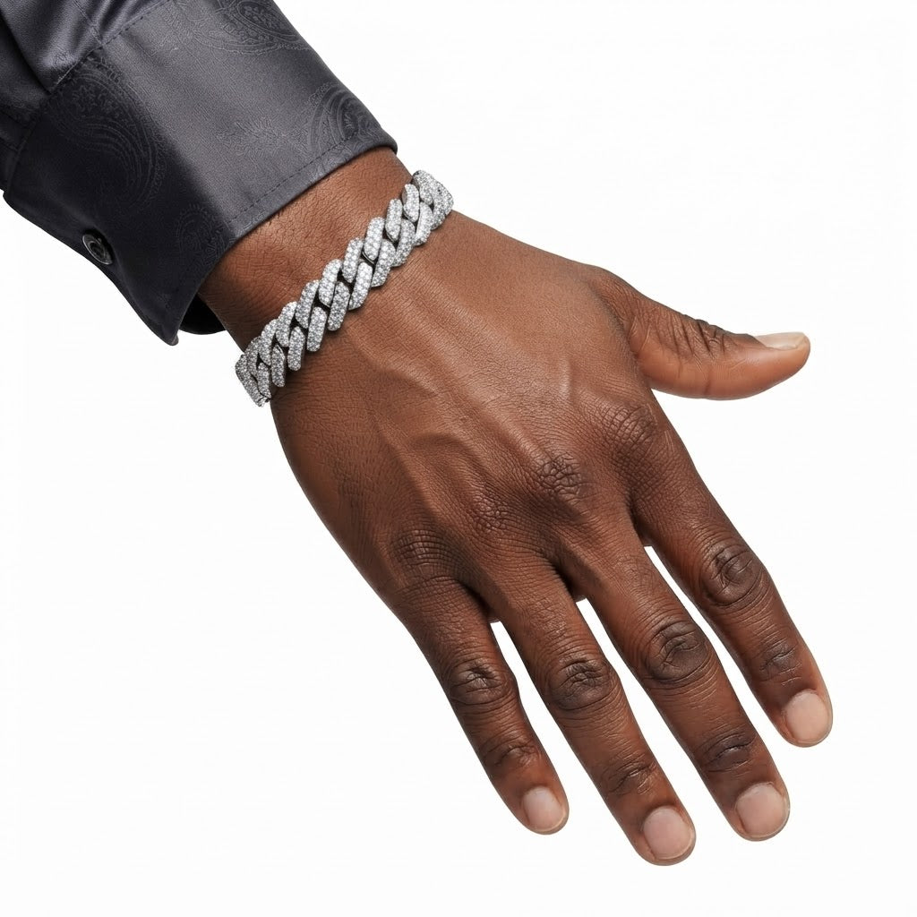 Two-Tone Pave Cuban Link Moissanite Bracelet