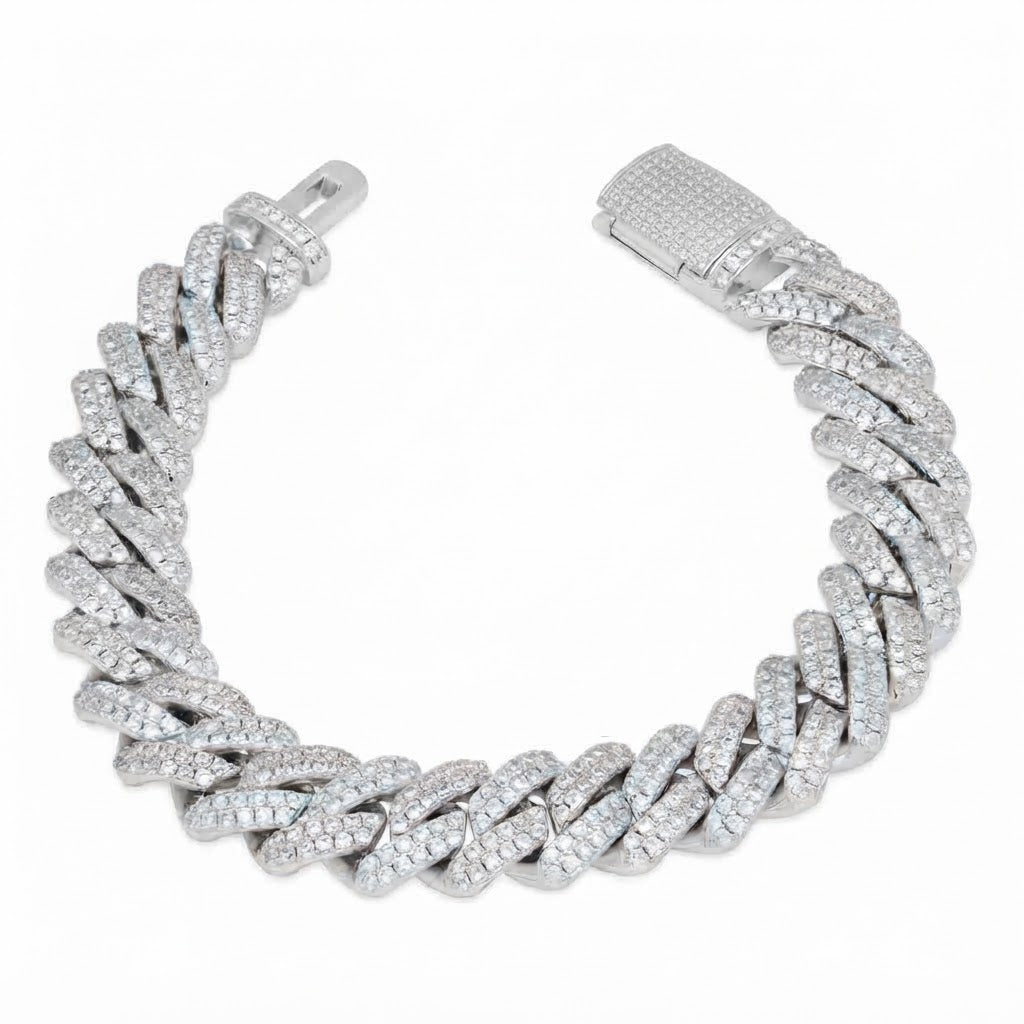 Two-Tone Pave Cuban Link Moissanite Bracelet