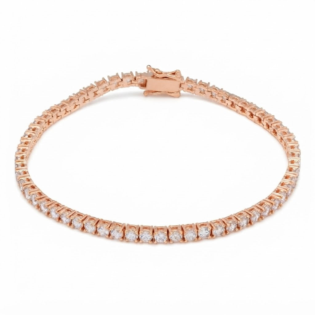 Round Cut Moissanite Tennis Bracelet with Prong Set Links for Men