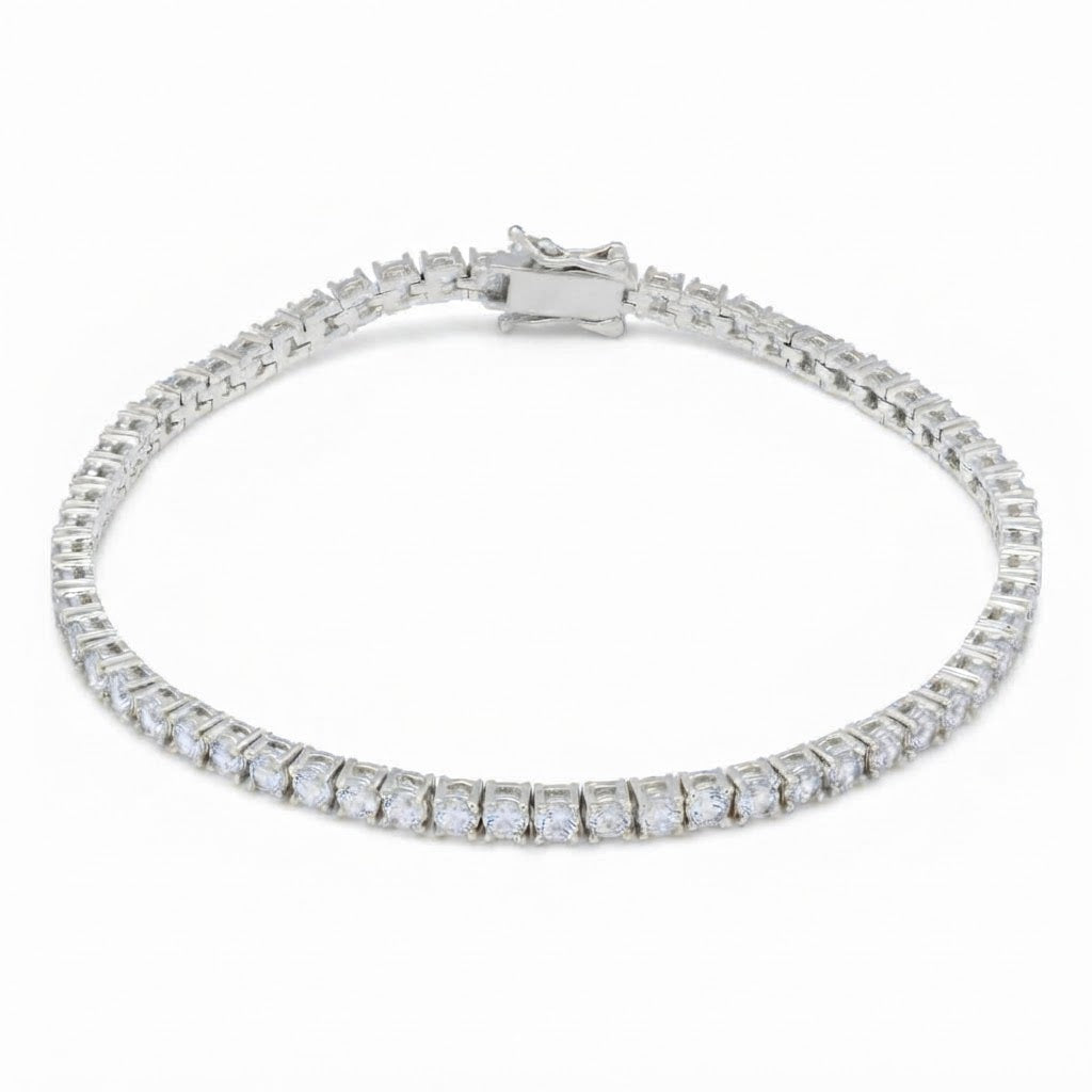 Round Cut Moissanite Tennis Bracelet with Prong Set Links for Men