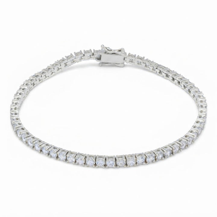 Round Cut Moissanite Tennis Bracelet with Prong Set Links for Men