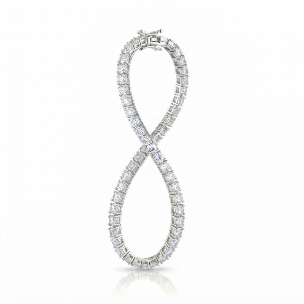 Round Cut Moissanite Tennis Bracelet with Prong Set Links for Men