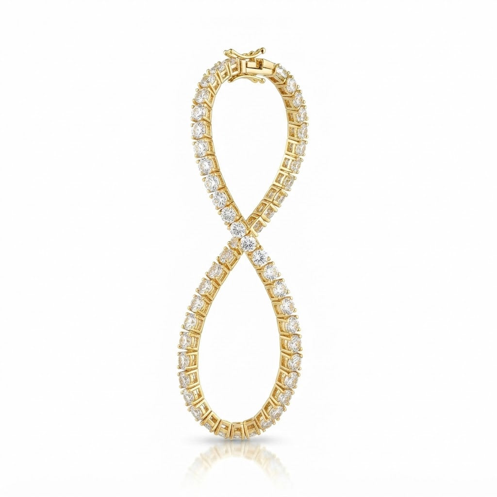 Round Cut Moissanite Tennis Bracelet with Prong Set Links for Men