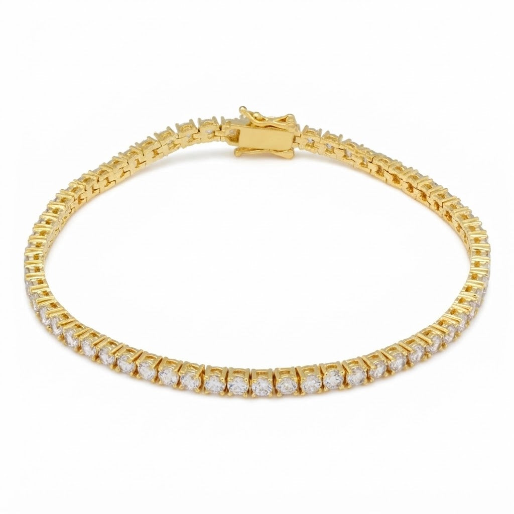 Round Cut Moissanite Tennis Bracelet with Prong Set Links for Men